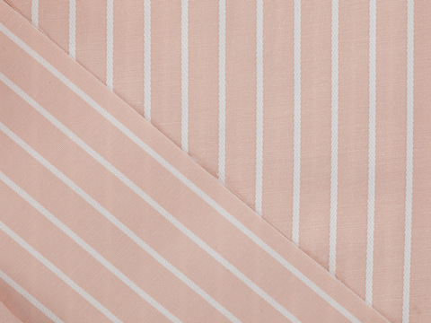 Персиковая ткань в тонкую белую полоску из полиэстера и хлопка