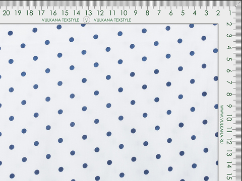 Белая ткань в крупный синий горошек хлопок