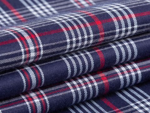 Поплин КОТ МОЛЛИ из поликоттона - синий-красный