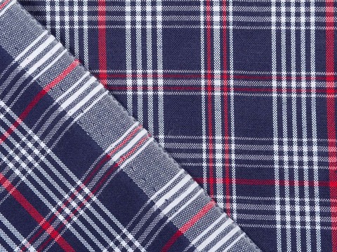 Поплин КОТ МОЛЛИ из поликоттона - синий-красный