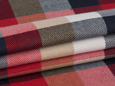 Фланель ХУНГАМА из поликоттона - красный-бежевый