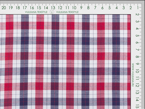 Поплин КОТ МОЛЛИ из поликоттона - красный-синий