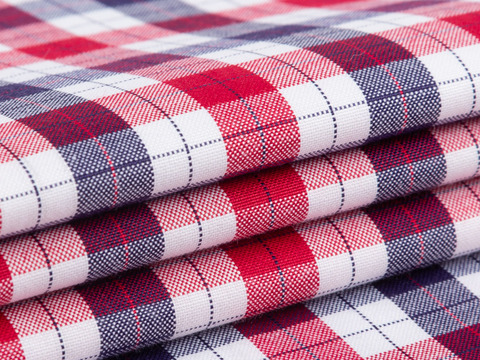 Поплин КОТ МОЛЛИ из поликоттона - красный-синий