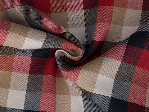 Фланель ХУНГАМА из поликоттона - красный-бежевый