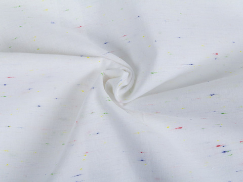 Однотонная белая ткань в крапинку хлопок