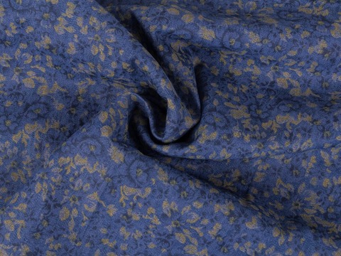 Ткань цвета индиго с рисунком цветы хлопок