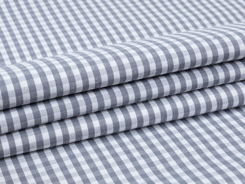 Клетка мелкая поплин ЗАРАНО ЮНИЧЕК из поликоттона - серый