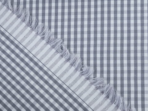 Клетка мелкая поплин ЗАРАНО ЮНИЧЕК из поликоттона - серый
