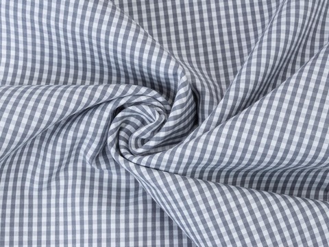 Клетка мелкая поплин ЗАРАНО ЮНИЧЕК из поликоттона - серый