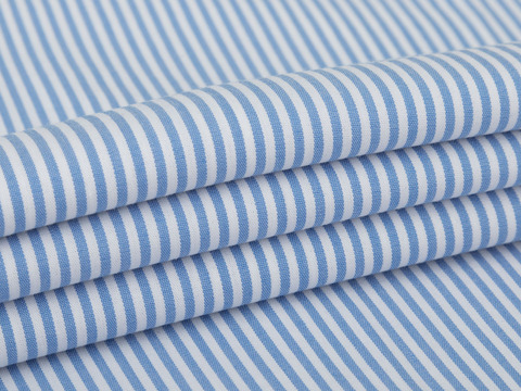 Поплин в полоску ЛЮКСФОРМ поликоттон с лайкрой - синий