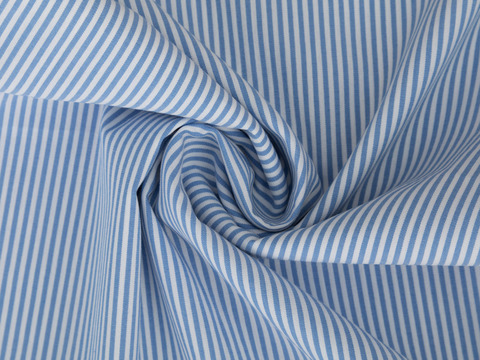 Поплин в полоску ЛЮКСФОРМ поликоттон с лайкрой - синий