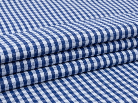 Клетка мелкая поплин ЗАРАНО ЮНИЧЕК из поликоттона - синий