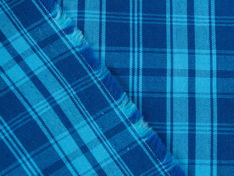 Ткань в синюю и голубую клетку из хлопка