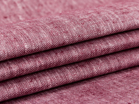 Ткань бордового цвета под лён из полиэстера и хлопка