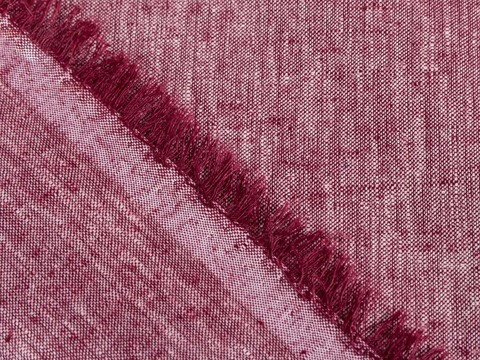 Ткань бордового цвета под лён из полиэстера и хлопка