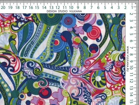 Ткань с разноцветным ярким рисунком хлопок с лайкрой