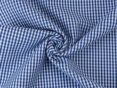 Клетка мелкая поплин ЗАРАНО ЮНИЧЕК из поликоттона - синий
