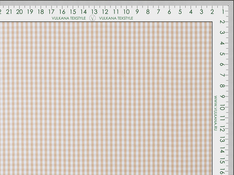 Клетка мелкая поплин ЗАРАНО ЮНИЧЕК из поликоттона - бежевый