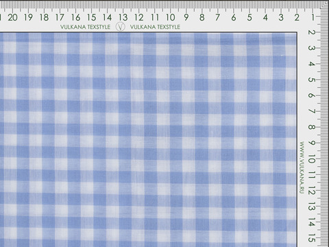 Хлопковая ткань в мелкую бело-голубую клетку