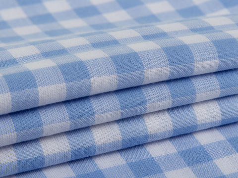 Хлопковая ткань в мелкую бело-голубую клетку