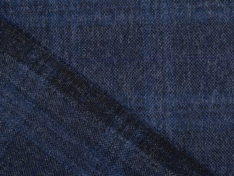 Синий твид в крупную голубую клетку из полиэстера и вискозы