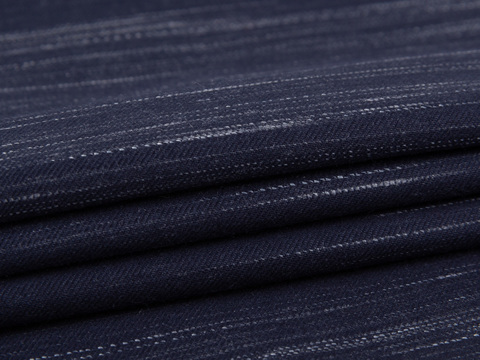 Синяя пестротканая саржа из хлопка и полиэстера