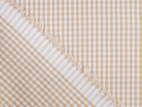 Клетка мелкая поплин ЗАРАНО ЮНИЧЕК из поликоттона - бежевый