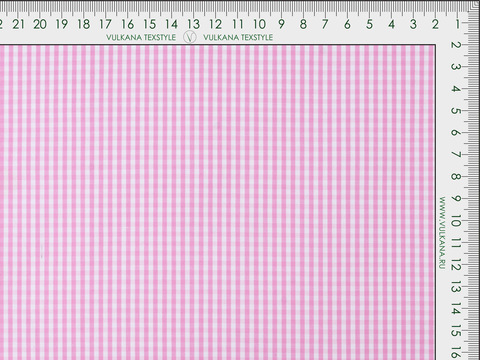 Клетка мелкая поплин ЗАРАНО ЮНИЧЕК из поликоттона - розовый