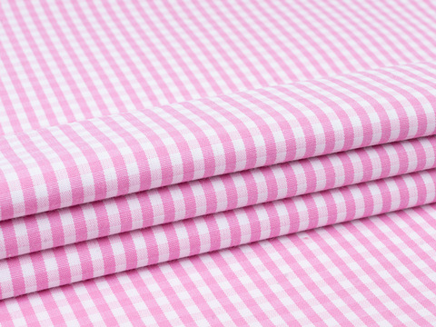 Клетка мелкая поплин ЗАРАНО ЮНИЧЕК из поликоттона - розовый