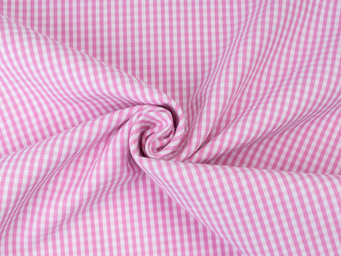 Клетка мелкая поплин ЗАРАНО ЮНИЧЕК из поликоттона - розовый