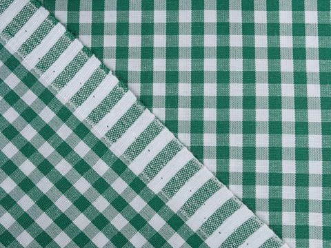 Ткань в мелкую бело-зелёную клетку из полиэстера и хлопка