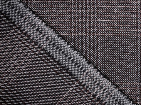 Тёмно-коричневая ткань в клетку гленчек из полиэстера вискозы и лайкры