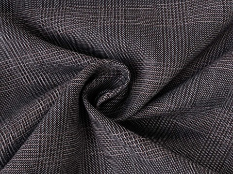 Тёмно-коричневая ткань в клетку гленчек из полиэстера вискозы и лайкры